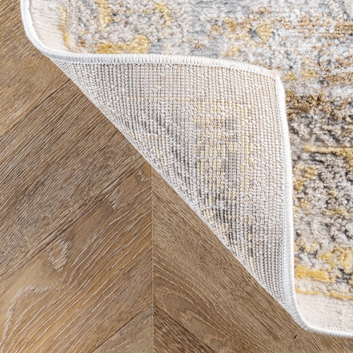 World Menagerie Fusco Vintage Faded Power Loom Yellow Rug & Reviews